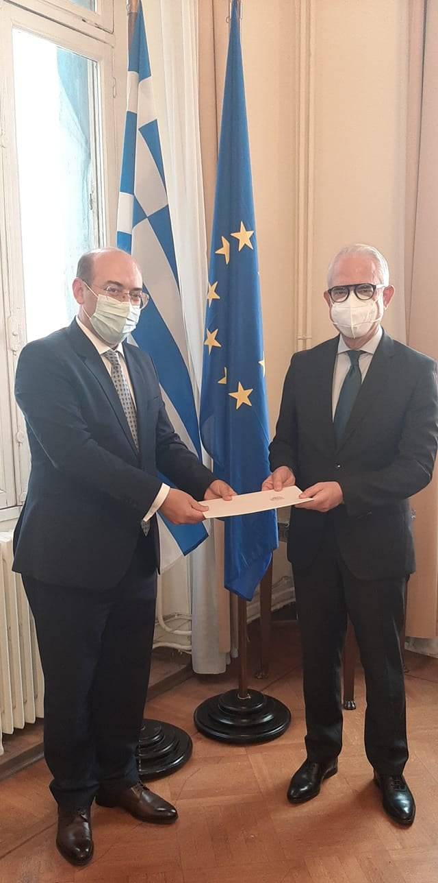 Ambassador Tigran Mkrtchyan handed over the copies of his credentials to the Chief of Protocol Department of the Ministry of Foreign Affairs of Greece