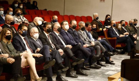 Political event in the hall of Aristotle State University of Thessaloniki