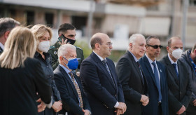 A commemoration ceremony at the "Zangak" memorial in the Nea Zmirni district of Athens