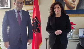 Ambassador Tigran Mkrtchyan met with the Ambassador of Albania to the Republic of Greece Mrs. L. Hajdaraga